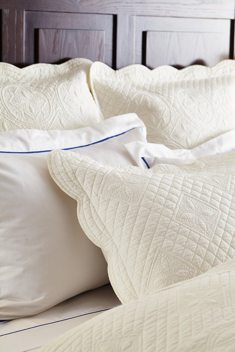 Calla Angel Sage Garden Luxury Pure Cotton Matelasse Quilted Pillow Sham, King Pillow, 20x36, Ivory - Image 3